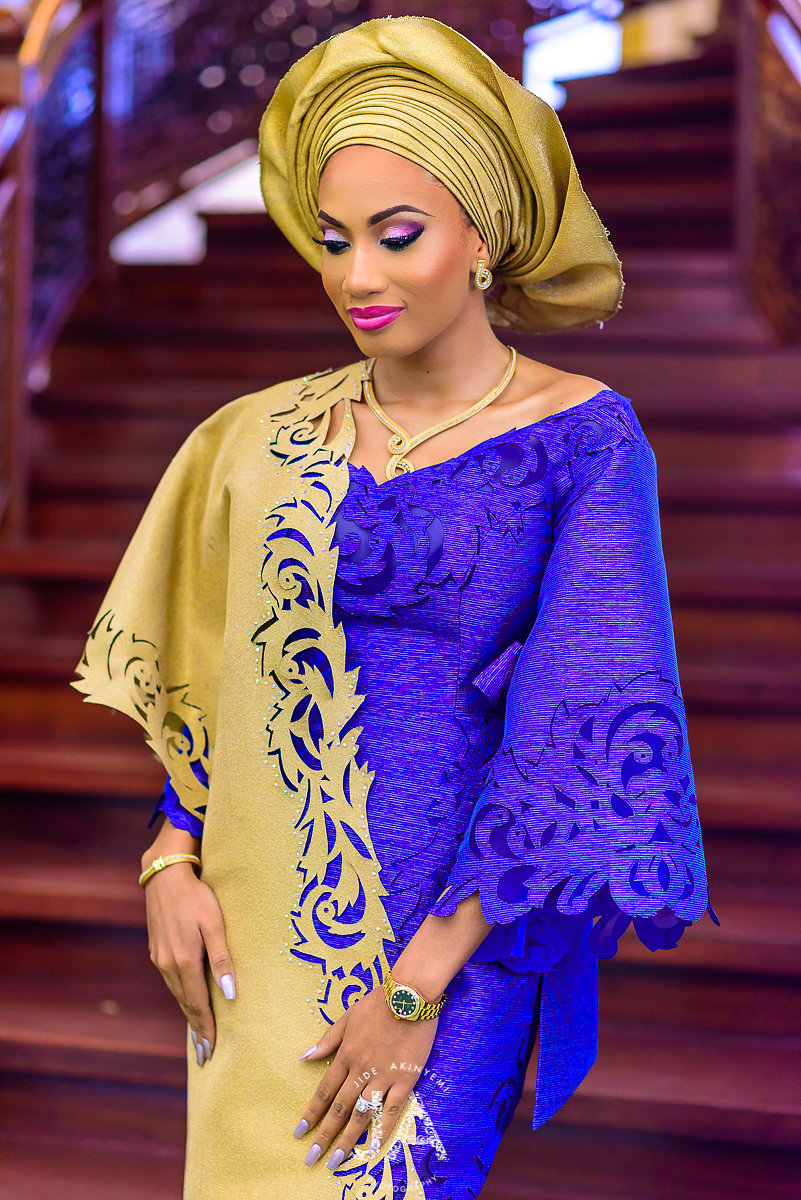 blue and gold traditional attire